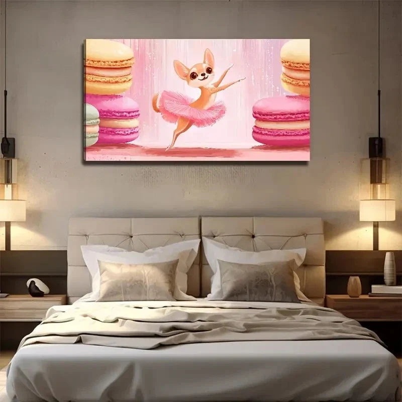Dancing Dog Biscuit Suitable Wall Art Canvas Office Home Room Framed 120x60cm