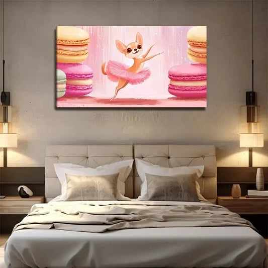 Dancing Dog Biscuit Suitable Wall Art Canvas Office Home Room Framed 120x60cm