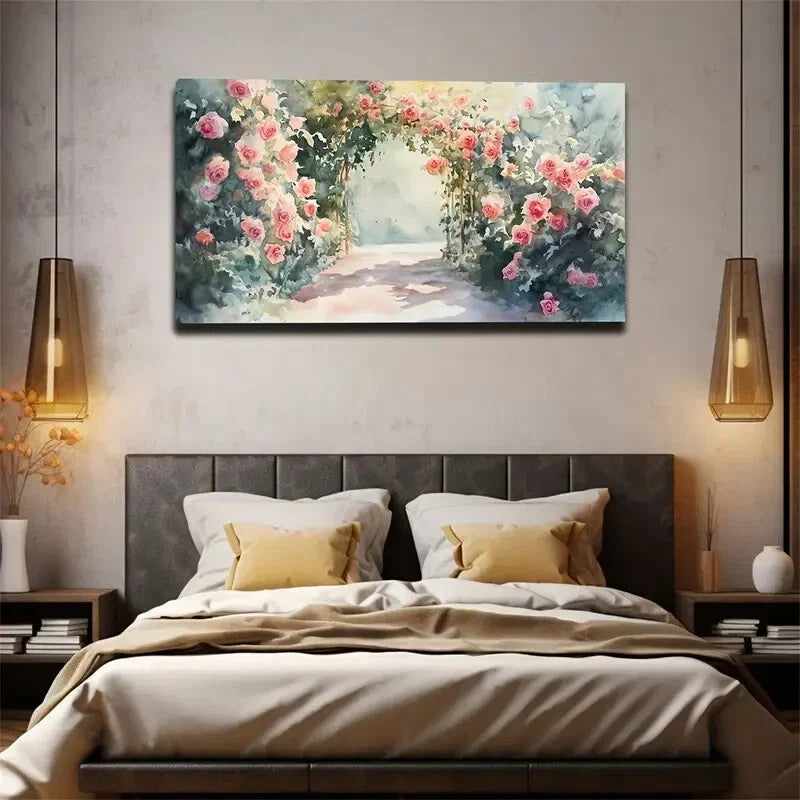 Bright Pink Flowers Growing Wall Art Canvas Office Home Room Framed 120x60cm