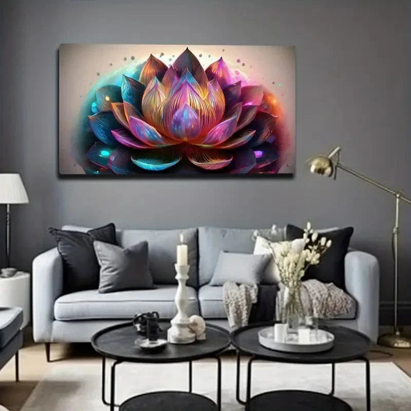 Magical Lotus Flower Suitable Wall Art Canvas Office Home Room Framed 80x45cm