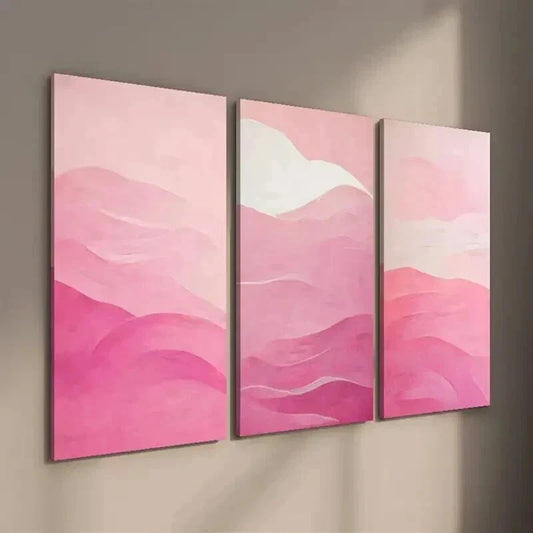 3pcs Preppy Magenta Hipster Pink Textured Wall Art Set Canvas Framed 40x60cm - High Quality Print 100% Australian Made Wall Canvas Ready to Hang