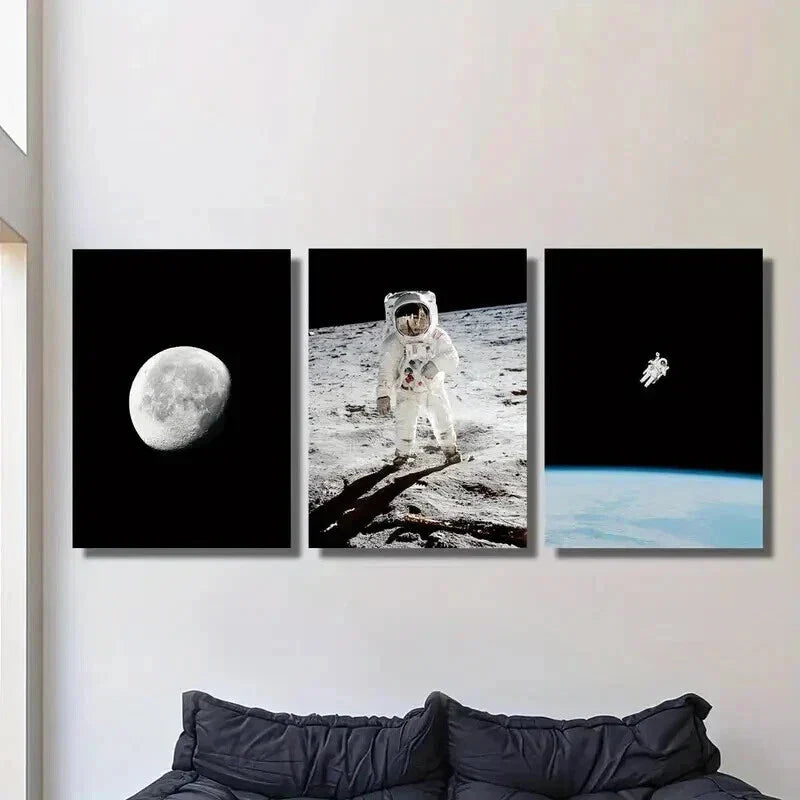3pcs Space Exploration Science Fiction Themed Wall Art Set Canvas Framed 40x60cm - High Quality Print 100% Australian Made Wall Canvas Ready to Hang