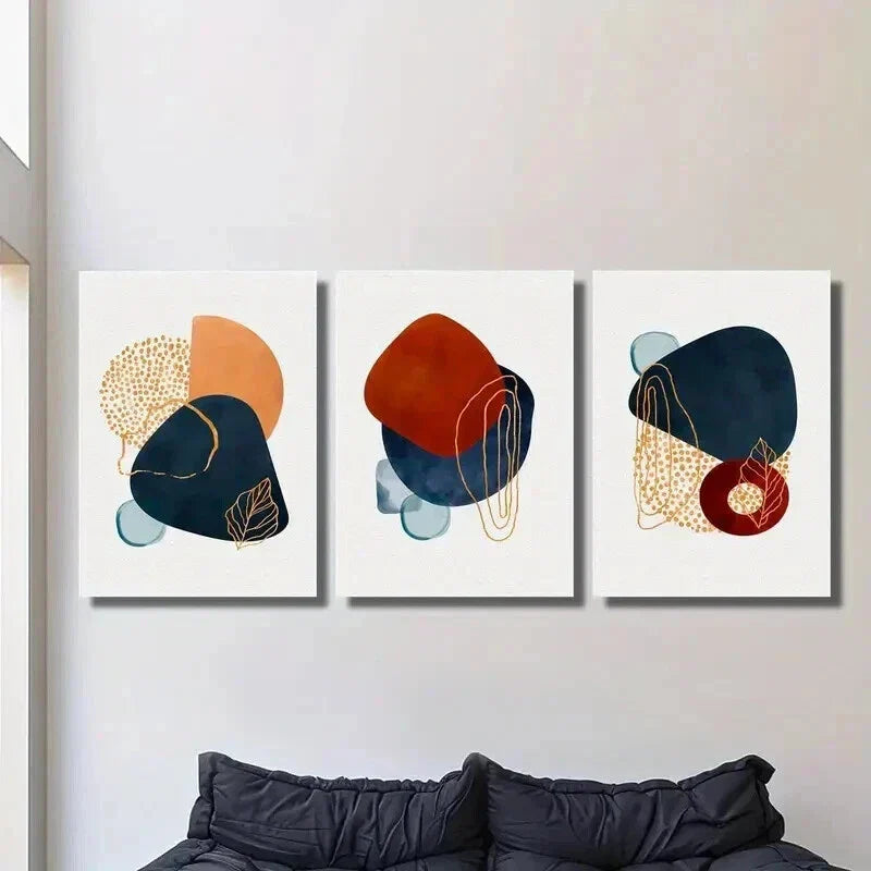 3pcs Bohemian And Minimalist Geometric Designs Wall Art Set Canvas Framed 40x60cm - High Quality Print 100% Australian Made Wall Canvas Ready to Hang