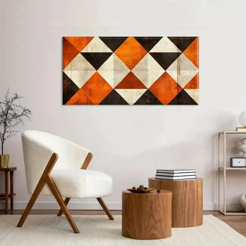 Geometric Modern Rustic Vibrant Wall Art Canvas Office Home Room Framed 120x60cm