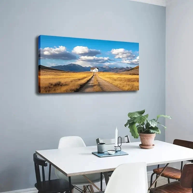 Serene Countryside Scene Wall Art Canvas Office Home Room Framed 120x60cm