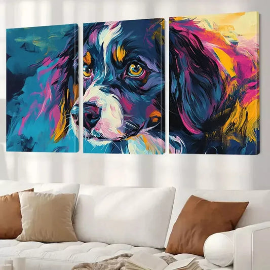 3pcs Decorative Canine Emotional Expression Wall Art Set Canvas Framed 40x60cm - High Quality Print 100% Australian Made Wall Canvas Ready to Hang