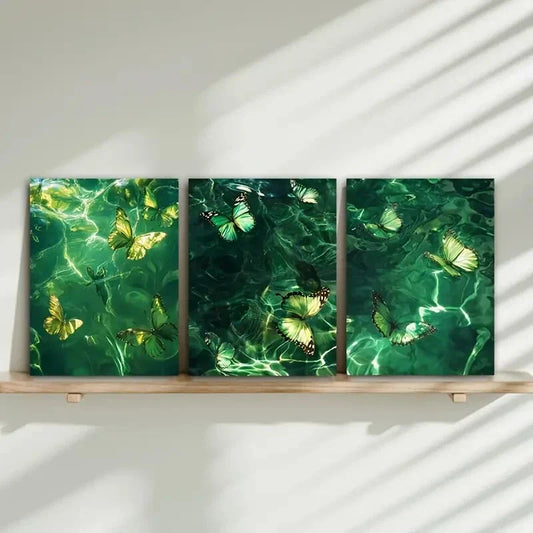 3pcs Underwater Butterfly Canvas Wall Art Set Canvas Framed 40x60cm - High Quality Print 100% Australian Made Wall Canvas Ready to Hang