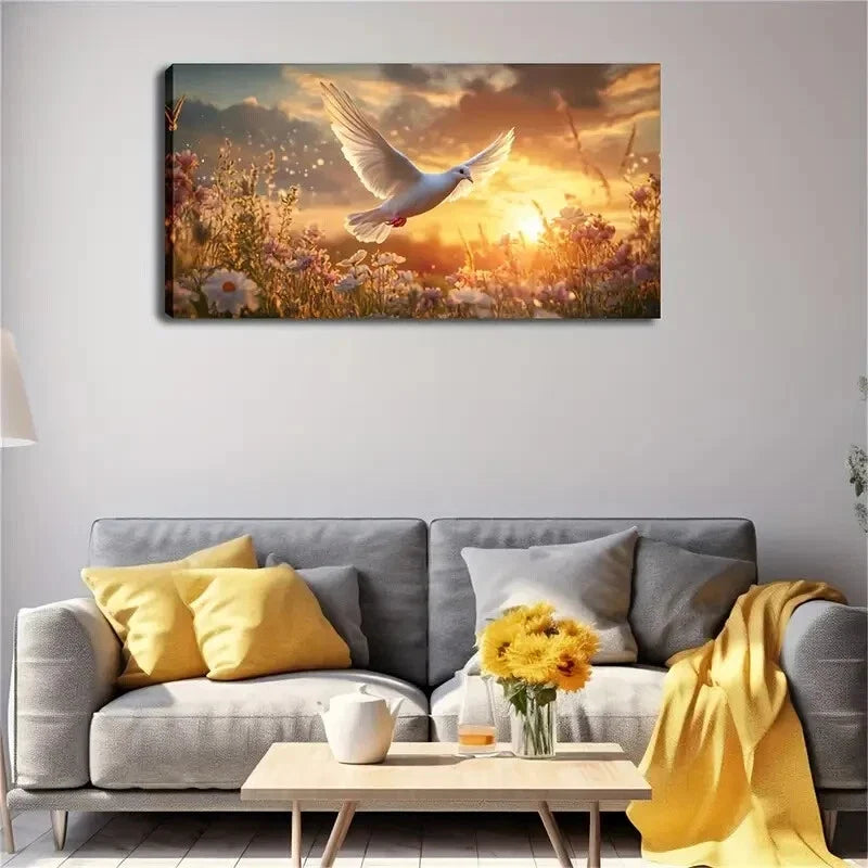 Majestic White Dove in Flight Wall Art Canvas Office Home Room Framed 120x60cm