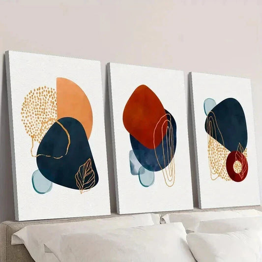 3pcs Bohemian And Minimalist Geometric Designs Wall Art Set Canvas Framed 40x60cm - High Quality Print 100% Australian Made Wall Canvas Ready to Hang