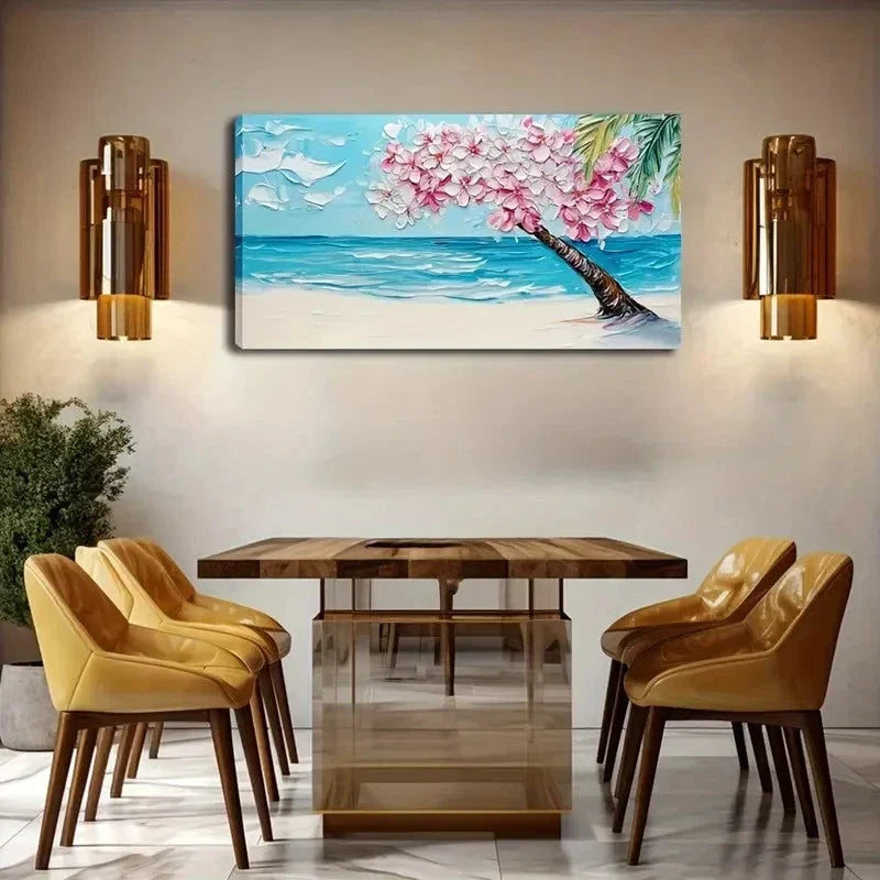 Pink And White Flowers Serene Wall Art Canvas Office Home Room Framed 120x60cm