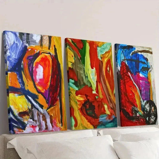 3pcs Bold Colorful Graffiti Style Painting Wall Art Set Canvas Framed 40x60cm - High Quality Print 100% Australian Made Wall Canvas Ready to Hang