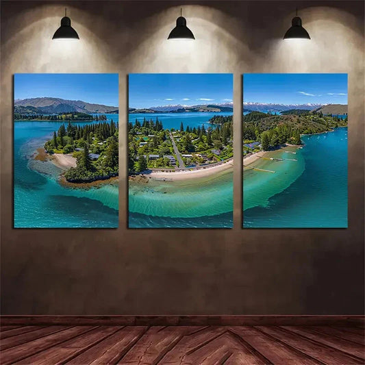 3pcs Scenic Beach & Coastal Bird Eye View Metal Print Ready to Hang Art