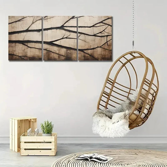 3pcs Modern Rustic Tree Branch Wall Art Set Canvas Framed 40x60cm - High Quality Print 100% Australian Made Wall Canvas Ready to Hang