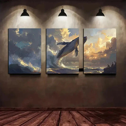 3pcs Surging Sea Waves Clouds Metal Print Ready to Hang Art