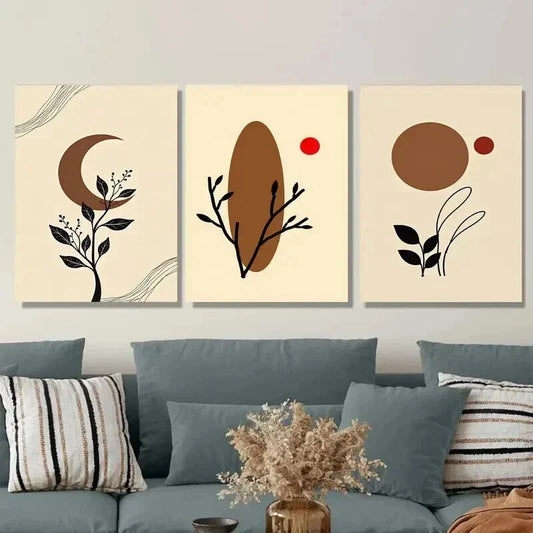 3pcs Modern Abstract Nature Inspired Designs Wall Art Set Canvas Framed 40x60cm - High Quality Print 100% Australian Made Wall Canvas Ready to Hang