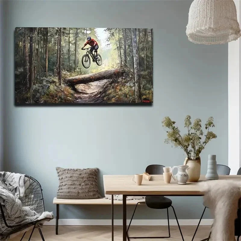 Extreme Athlete Over The Stake Wall Art Canvas Office Home Room Framed 80x45cm