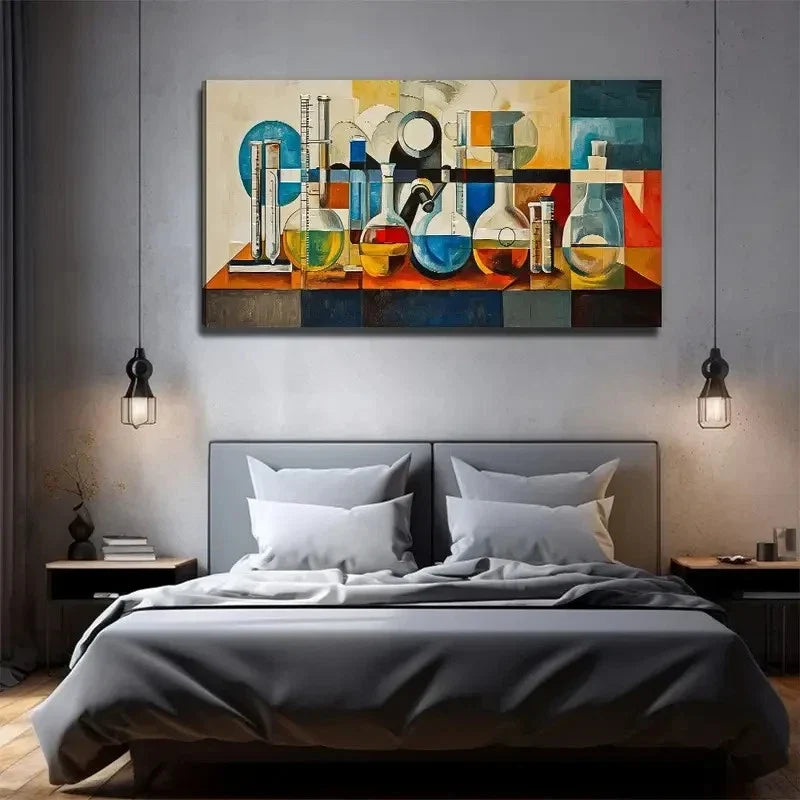 Colorful Abstract Bottles Wall Art Canvas Office Home Room Framed 80x45cm