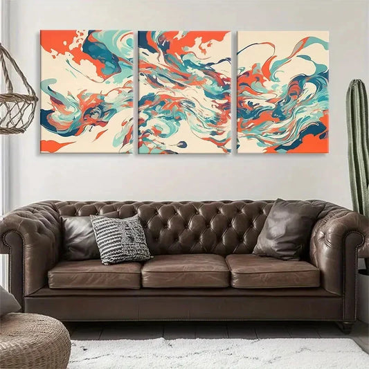 3pcs Mint Swirls Dynamic Contemporary Perfect Wall Art Set Canvas Framed 40x60cm - High Quality Print 100% Australian Made Wall Canvas Ready to Hang