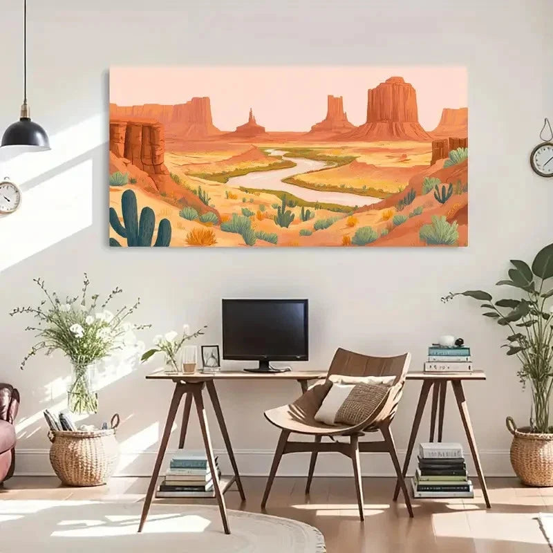 Modern Decorative Abstract Land Wall Art Canvas Office Home Room Framed 80x45cm