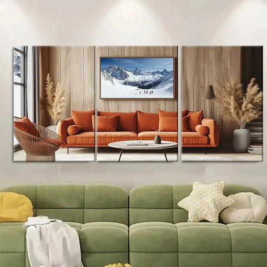 3pcs European Mountain Landscape Design Metal Print Ready to Hang Art