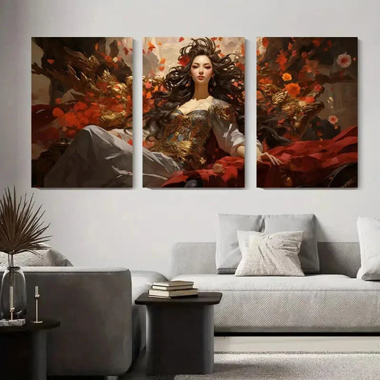 3pcs Regal Autumn Empress Metal Print Ready to Hang Art