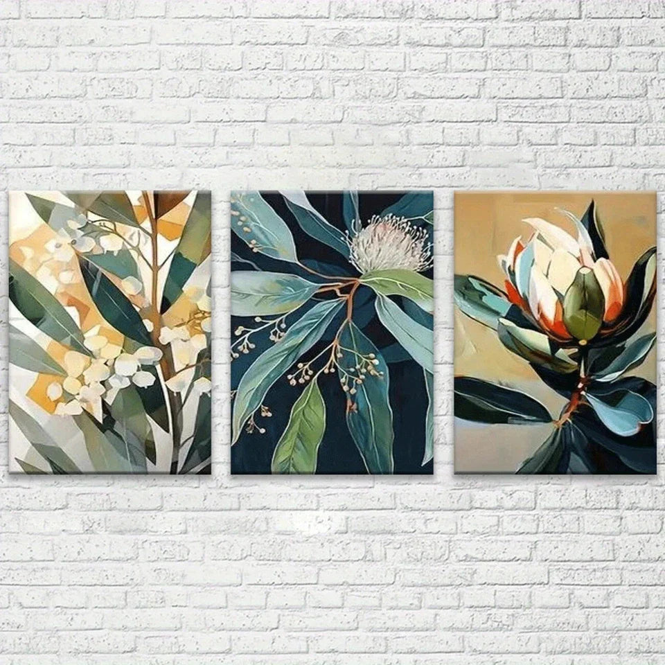 3pcs Vintage Botanical Modern Abstract Metal Print Ready to Hang Art
