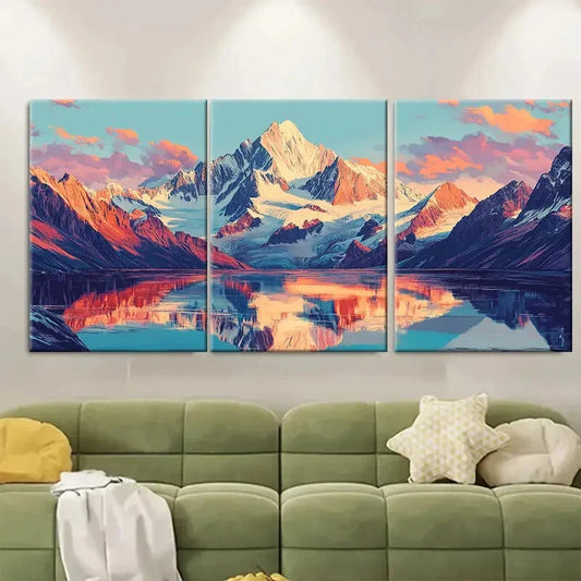 3pcs Vibrant Watercolor Cityscape with Big Ben Metal Print Ready to Hang Art