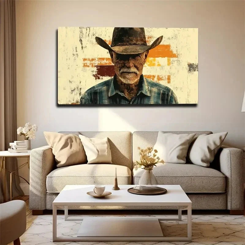 Vintage Cowboy Modern Wall Art Canvas Office Home Room Framed 120x60cm