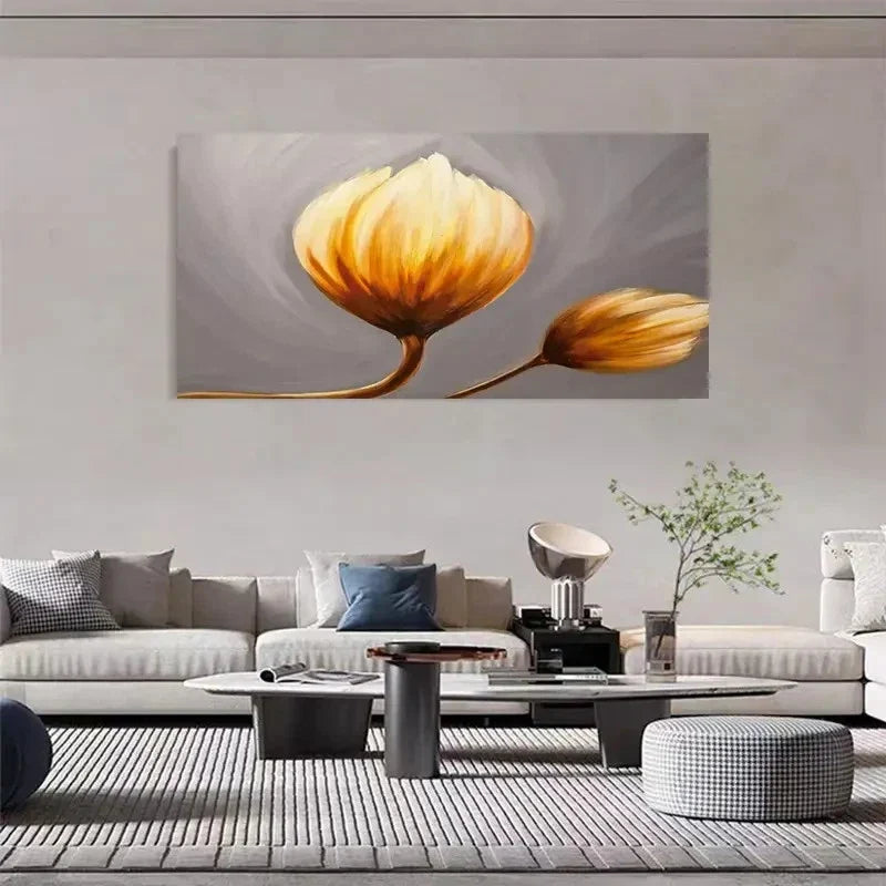 Classic Geometric Retro Tulip Wall Art Canvas Office Home Room Framed 80x45cm