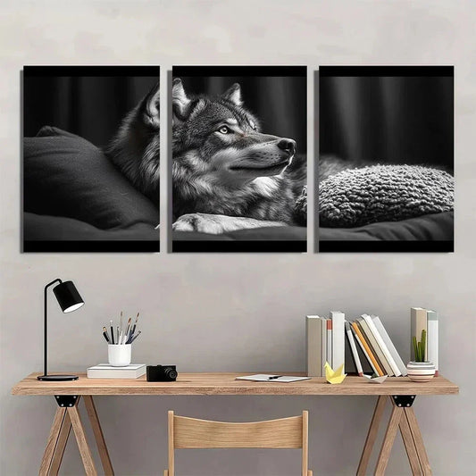 3pcs Black and White Animal Classic Metal Print Ready to Hang Art