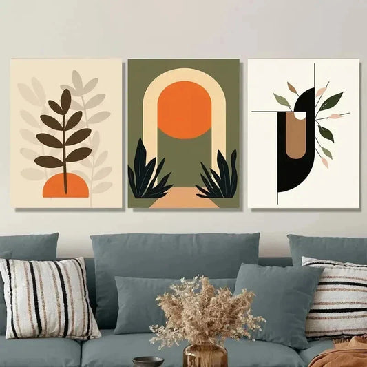 3pcs Modern Abstract Boho Style Wall Art Set Canvas Framed 40x60cm - High Quality Print 100% Australian Made Wall Canvas Ready to Hang