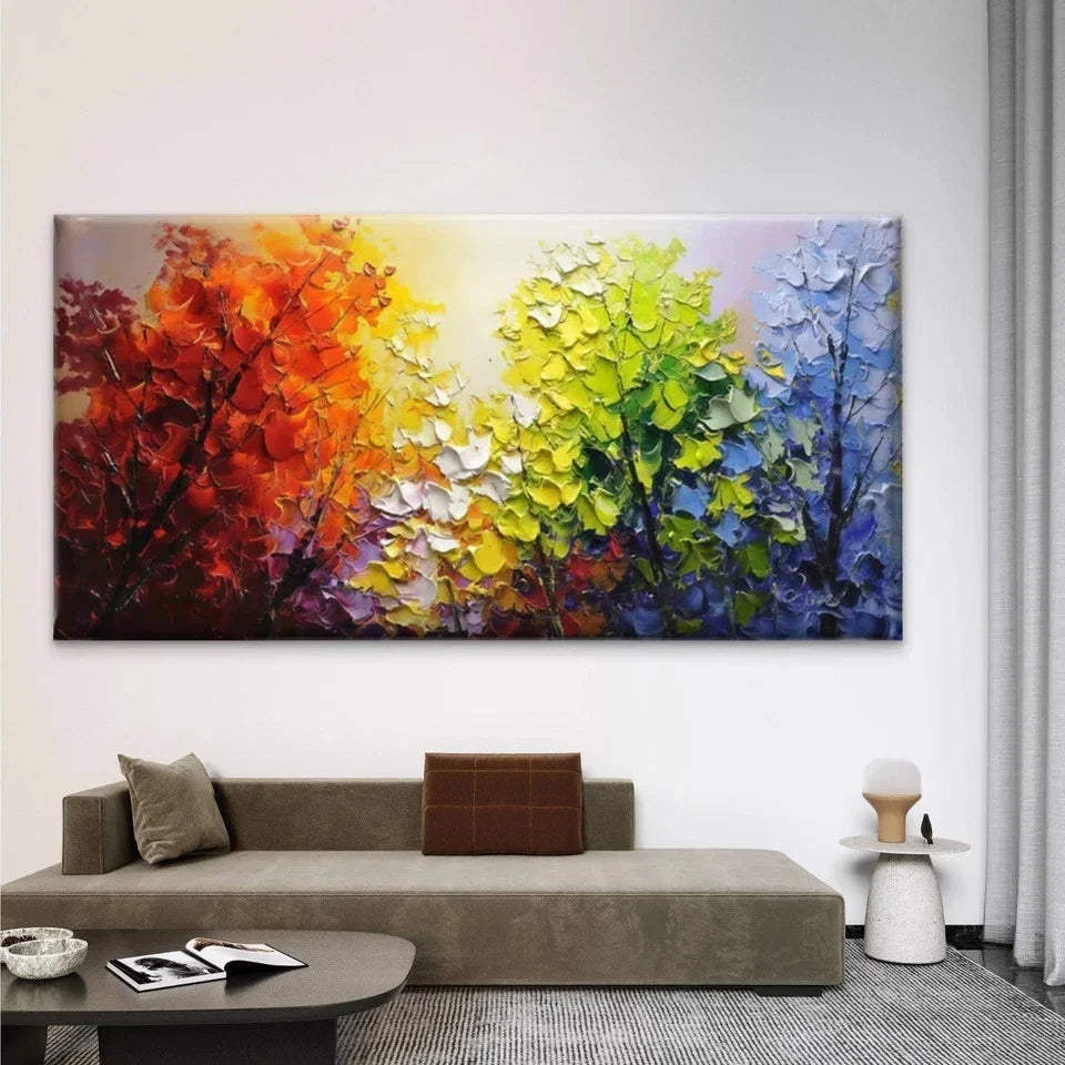 Abstract Tree Landscape Wall Art Canvas Office Home Room Framed 80x45cm