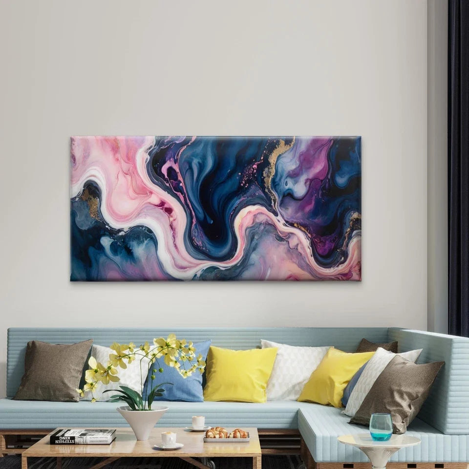 Rainbow Colored Abstract Art Wall Art Canvas Office Home Room Framed 80x45cm