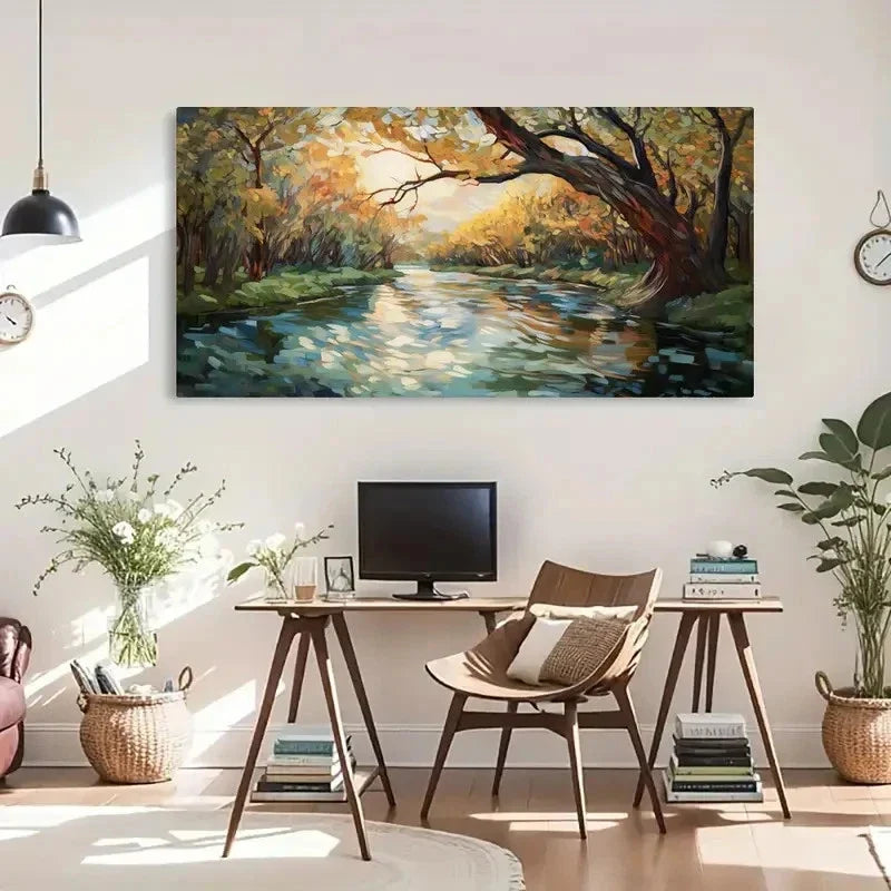 Modern Abstract Forest Wall Art Canvas Office Home Room Framed 120x60cm