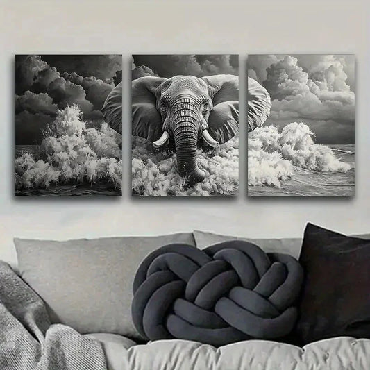 3pcs The elephant in the cloud Metal Print Ready to Hang Art