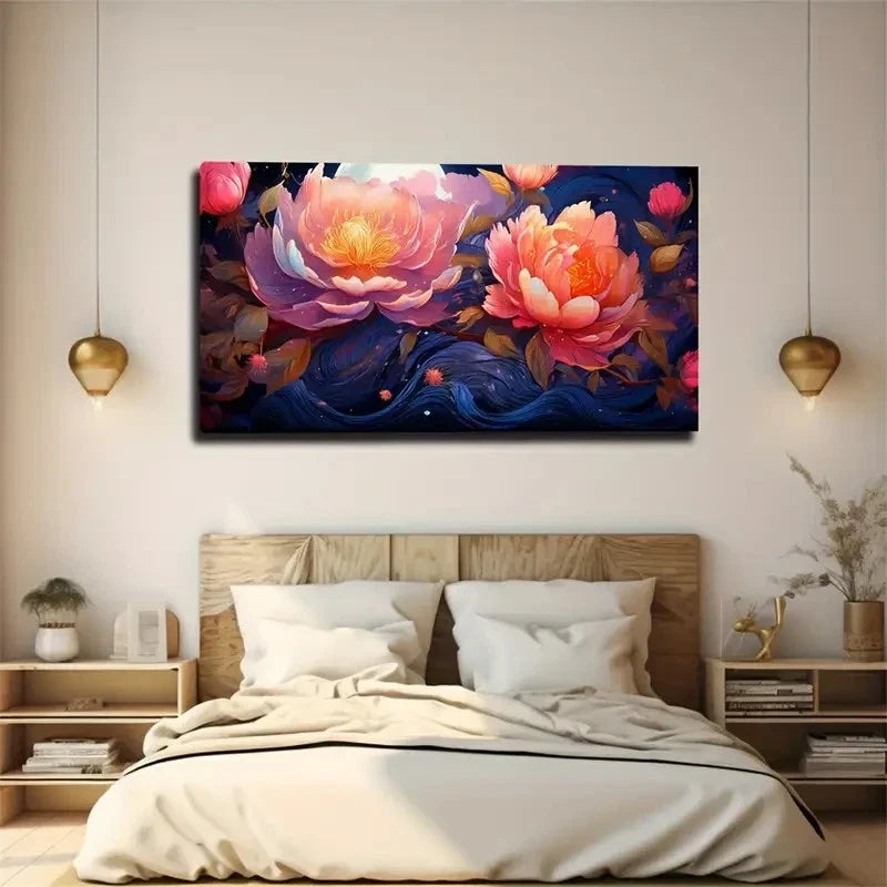 Bright Flowers Wild Suitable Wall Art Canvas Office Home Room Framed 80x45cm