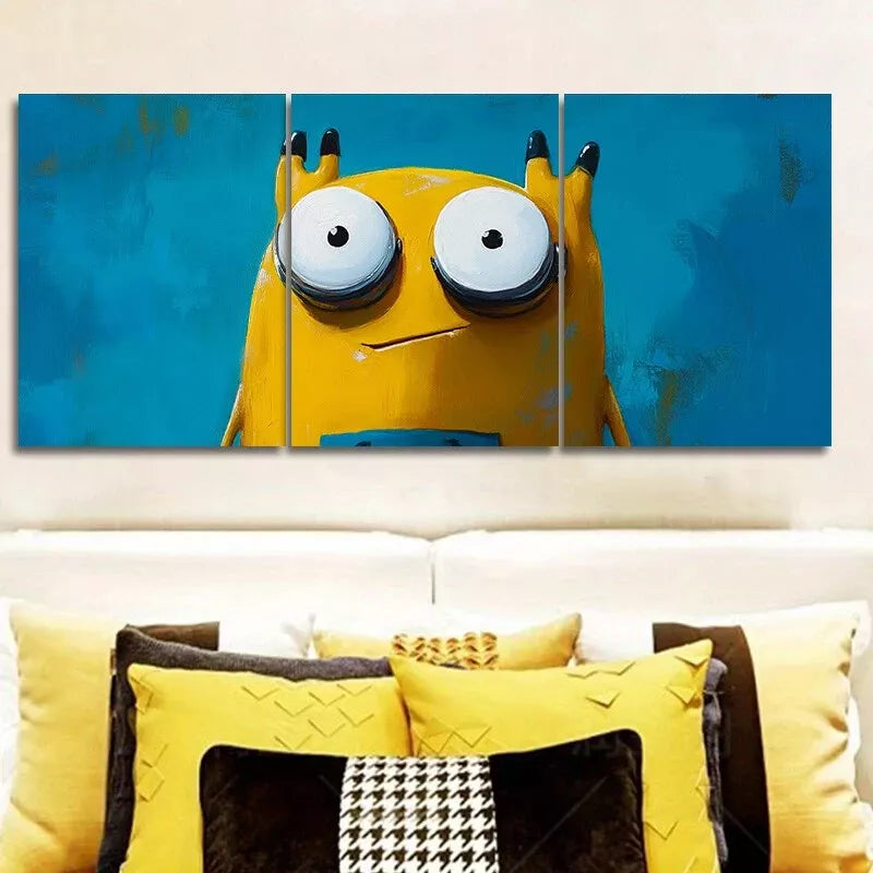 3pcs Modern Art Deco Yellow Dog Canvas Wall Art Set Canvas Framed 40x60cm - High Quality Print 100% Australian Made Wall Canvas Ready to Hang