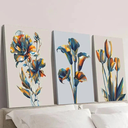 3pcs Three Dimensional Blooming Flowers Wall Art Set Canvas Framed 40x60cm - High Quality Print 100% Australian Made Wall Canvas Ready to Hang