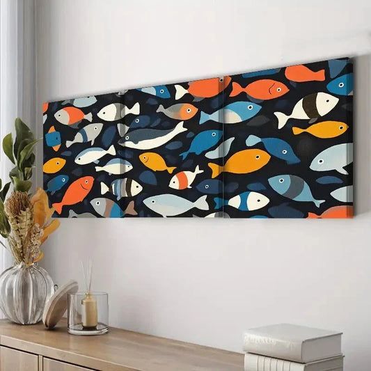 3pcs Fish Pattern Colorful Relax Perfect Wall Art Set Canvas Framed 40x60cm - High Quality Print 100% Australian Made Wall Canvas Ready to Hang
