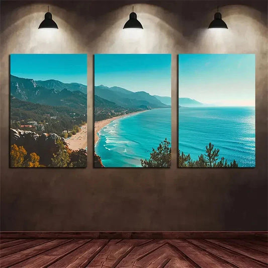 3pcs Coastal Beach Scenery Ocean View Seascape Metal Print Ready to Hang Art