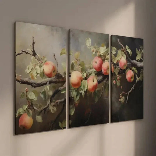 3pcs Vintage Apple Tree Wall Art Set Canvas Framed 40x60cm - High Quality Print 100% Australian Made Wall Canvas Ready to Hang