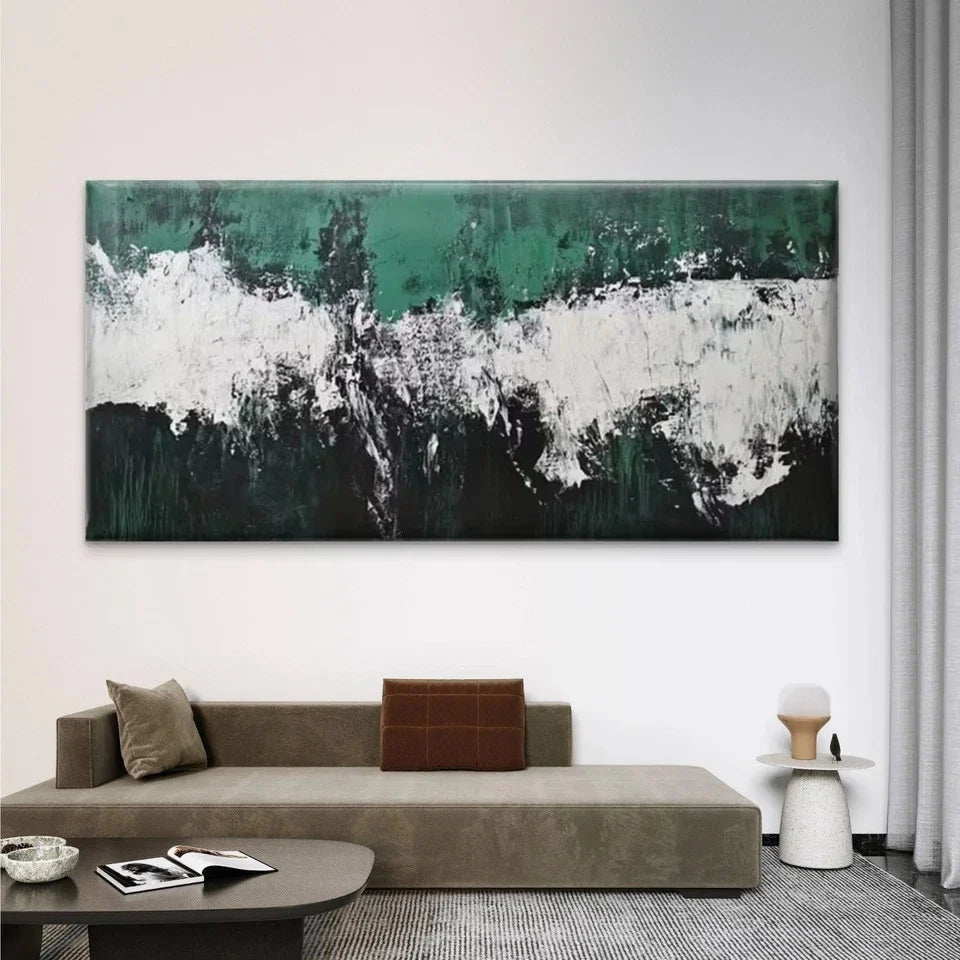 Abstract Black and White Wall Art Canvas Office Home Room Framed 80x45cm