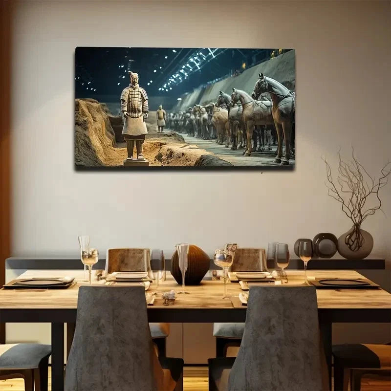 Terracotta Warriors China Wall Art Canvas Office Home Room Framed 80x45cm
