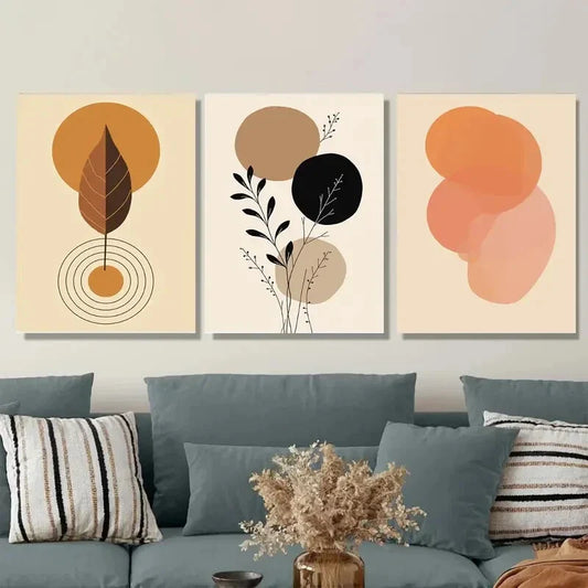 3pcs Geometric Nature Designs Modern Abstract Wall Art Set Canvas Framed 40x60cm - High Quality Print 100% Australian Made Wall Canvas Ready to Hang