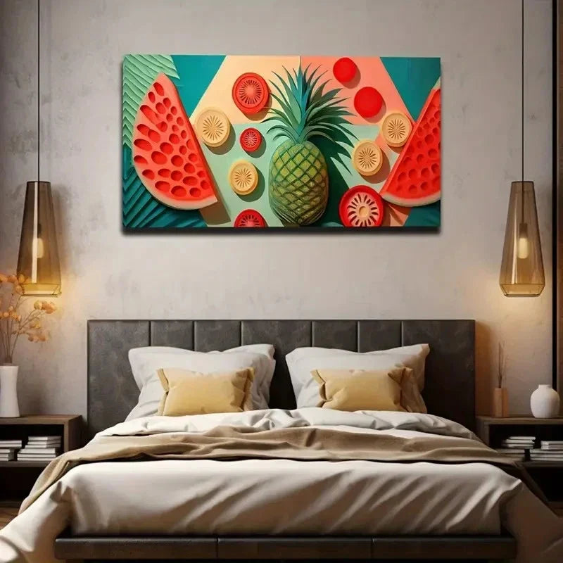 Vibrant Tropical Fruit Wall Art Canvas Office Home Room Framed 120x60cm