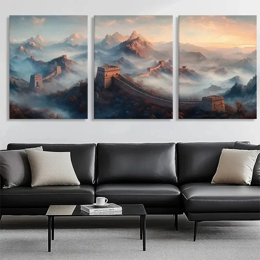 3pcs Sceni Great Wall of China Landscape Perfect Wall Art Set Canvas Framed 40x60cm - High Quality Print 100% Australian Made Wall Canvas Ready to Hang