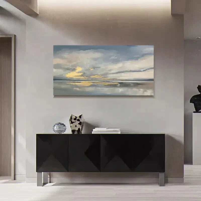 Farmhouse Sunset Beach Seascape Wall Art Canvas Office Home Room Framed 80x45cm