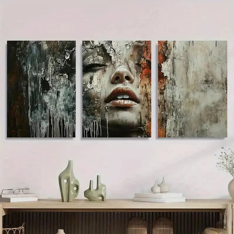 3pcs Modern Dripping Paint Design Contemporary Metal Print Ready to Hang Art
