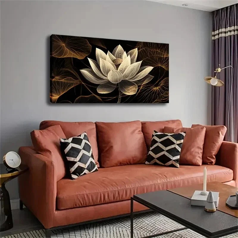 Minimalist Abstract for Lotus Wall Art Canvas Office Home Room Framed 80x45cm