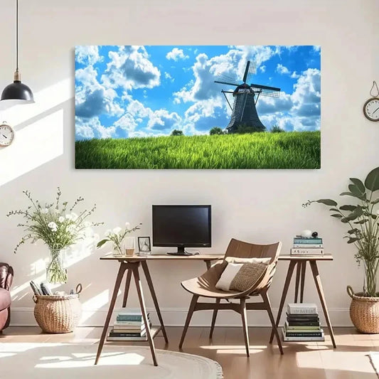 Blue Sky And White Clouds Wall Art Canvas Office Home Room Framed 120x60cm